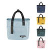 A set of five insulated lunch bags in various colors including blue, yellow, green, and pink.