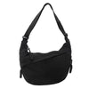 Black soft nylon crossbody shoulder bag with an adjustable strap