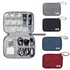 A set of gray and black waterproof pouches for organizing and storing various electronic cables and accessories.