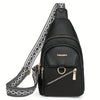 Schwarze Kunstleder-Crossbodytasche mit gemusterter Riemen und goldfarbigen Details