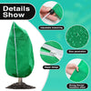 Green plant protection cover with adjustable drawstring and zipper design for thermal insulation