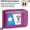 A purple RFID blocking card holder wallet with a clear window displaying CI Solutions and RFID symbols.