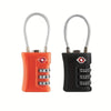An orange and black TSA compatible 3-digit travel lock with a metal loop.
