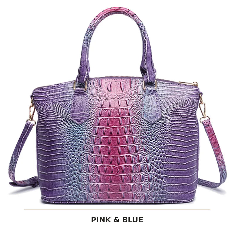 Lila und blaues krokodilmuster Top-Handtasche mit Crossbody-Gurt