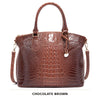Schokoladenbraunes Krokodilmuster-Top mit Henkel und Crossbody-Tasche.