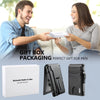 Gift box packaging for a minimalist men's wallet with RFID protection shown next to the product.
