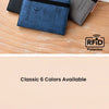 A collection of six colored RFID blocking passport and card wallets displayed on a light background.