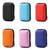 A set of four durable PU hard cases for portable SSDs in black, light blue, red, pink, and purple colors.