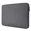 A dark gray waterproof canvas laptop sleeve with a soft fleece lining.