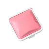 A pink silicone reusable sandwich and lunch container with a clear lid.