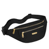 Petit sac banane imperméable noir avec fermeture éclair et boucle dorée