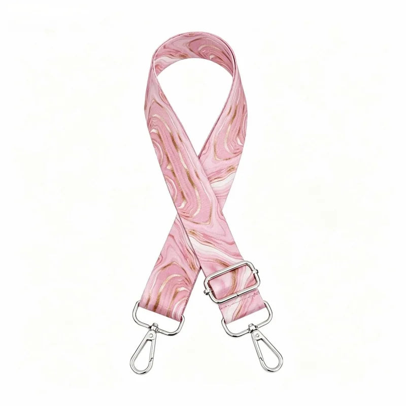 Pink marbled nylon adjustable shoulder strap for bags and purses