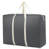 A gray foldable waterproof storage bag with light beige straps, shown from the side.