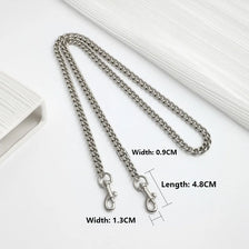 Silver metal chain strap with 0.9cm width and 4.8cm length for bags