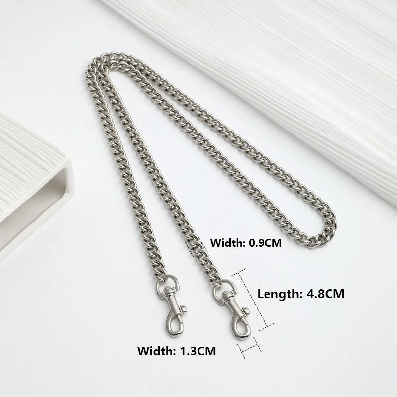 Silver metal chain strap with 0.9cm width and 4.8cm length for bags