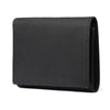 Black men's genuine leather trifold wallet with cardholder shown from the front.