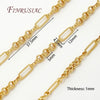 Gold plated jewelry chains with various lengths and link sizes shown for DIY crafting