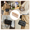 Various felt organizer inserts and bags shown in close-up with a beige coat.