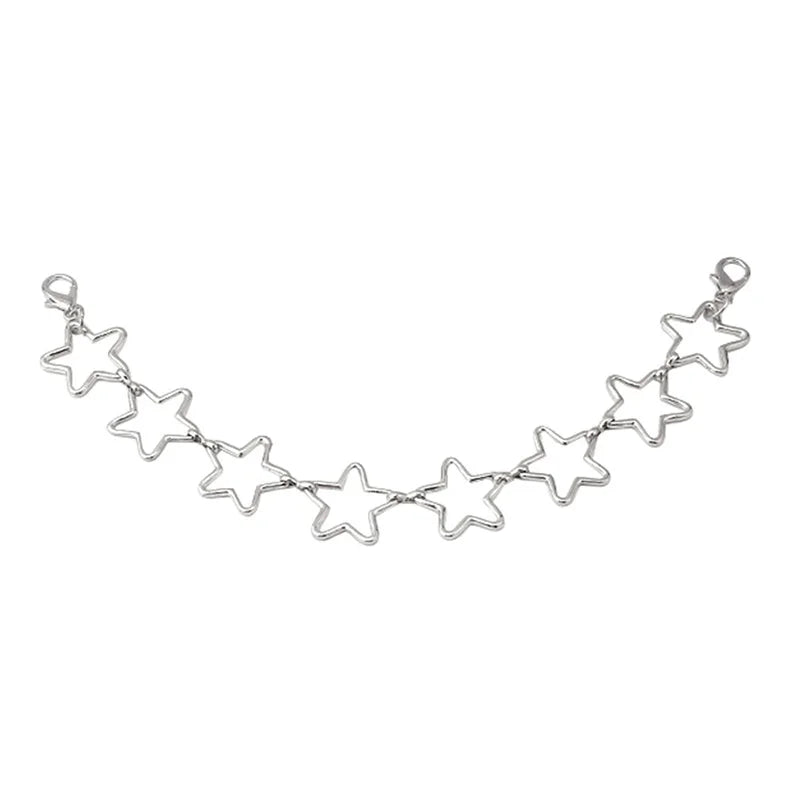 Silver multi-layer chain strap with small star pendants for bags