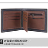 A brown retro PU leather men's wallet showing the interior design with multiple card slots and a zippered compartment.
