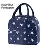 Sac à lunch réutilisable en tissu oxford bleu marine à pentagramme