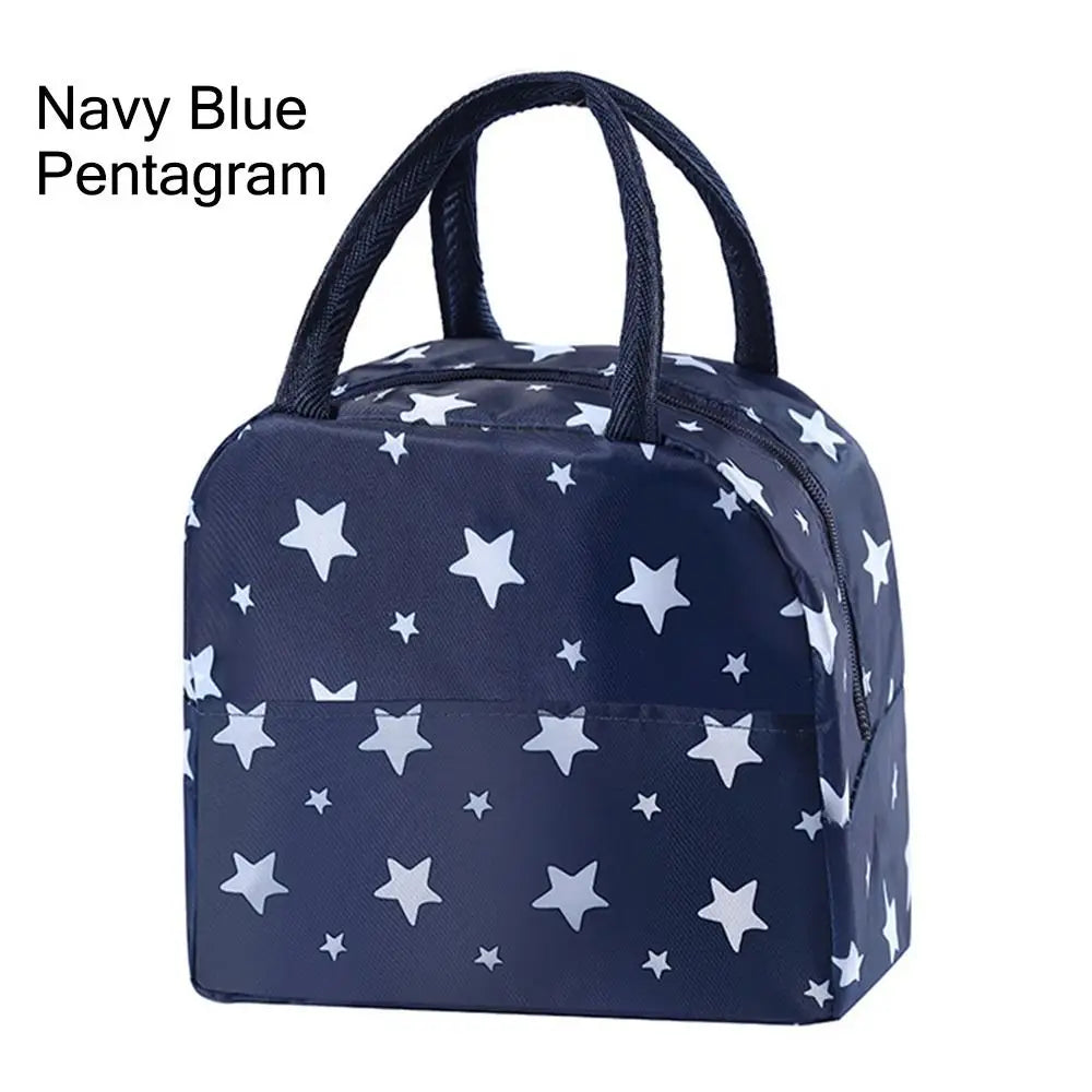 Sac à lunch réutilisable en tissu oxford bleu marine à pentagramme