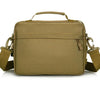 Olive green tactical multifunction fanny pack with adjustable straps and a carrying loop