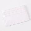 A white slim PU leather card holder wallet with a textured crocodile pattern.