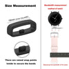 Diagrams showing the size measurement and bandwidth measurement method for a silicone watch strap retainer rings set.