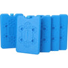 A set of four blue reusable gel ice packs for food preservation.