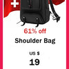 Black Swiss Military style shoulder bag for a laptop with a USB charging port
