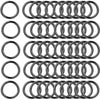 A collection of stainless steel spring clasp keychain rings and carabiner clips.
