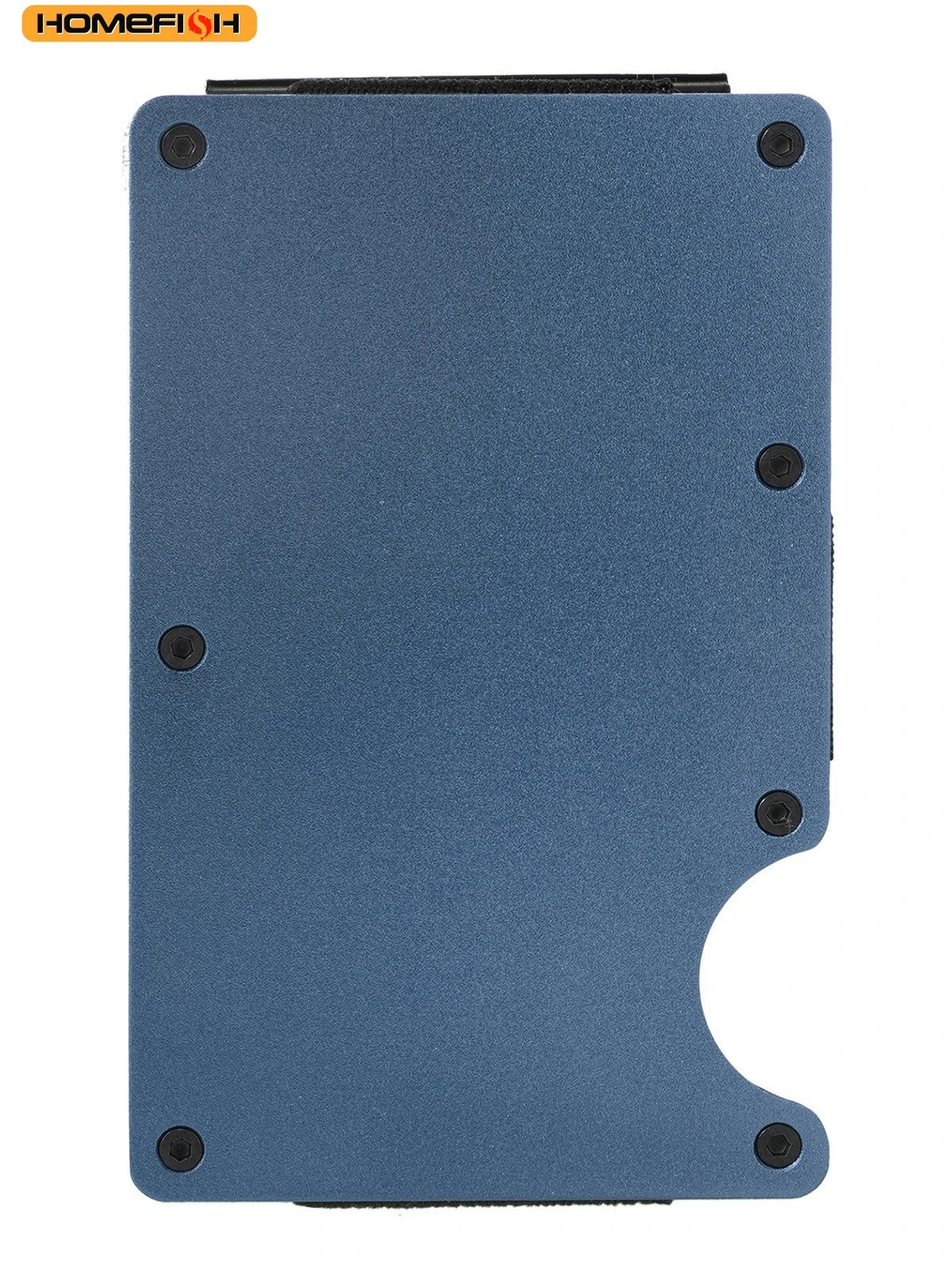 Cartera minimalista de aluminio azul oscuro con bloqueo RFID.
