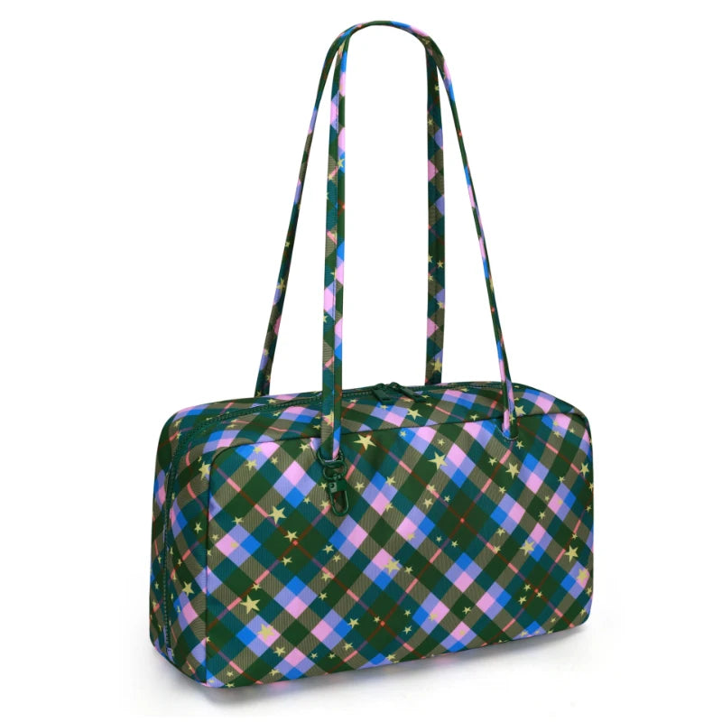 Leopard Print Nylon Shoulder Tote Bag