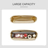 A light beige felt mini bag organizer pouch with a zipper closure shown in two views.