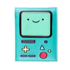 Cartera plegable de pantalla de juego color verde azulado con display cuadrado y símbolos grabados.
