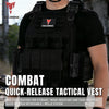 Black combat quick-release tactical vest with multiple pouches and adjustable molle system