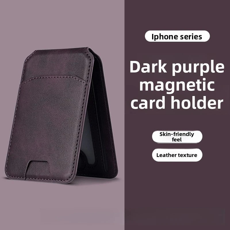 Support magnétique pour iPhone de série en cuir violet foncé
