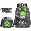A black and white marbled Minecraft themed backpack and pouch set.