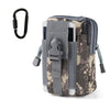 A gray and camouflage tactical EDC utility pouch with a black strap and MOLLE attachment.