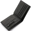 Black PU leather men's casual wallet with a cartoon print shown from the side.