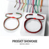 A showcase of handmade braided rope bracelets in various colors and shades displayed on a white background.
