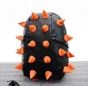 Black backpack with a rivet pattern design