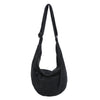 Black corduroy casual crossbody shoulder bag hanging vertically