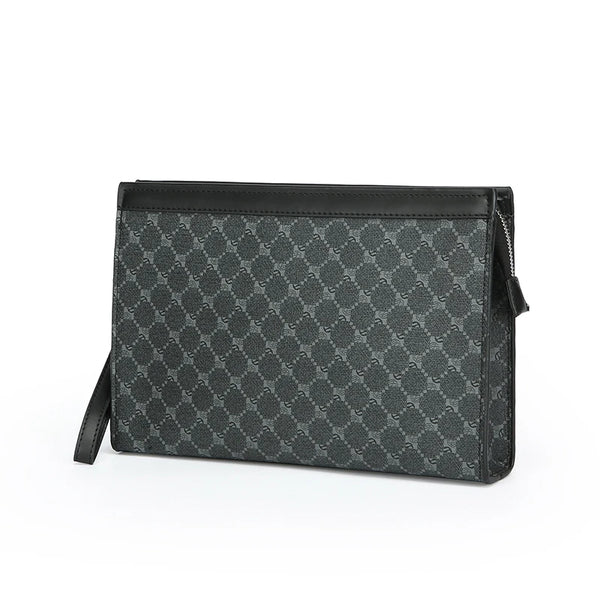A black leather luxury PU handbag for men's business and casual use.