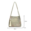 Bolso de hombro de seda jacquard verde salvia retro con borla larga de cordón.