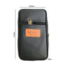 Black leather sports pouch with a gold clasp and an orange label featuring the word SPORT