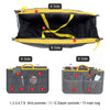 A side and B side views of a multi-pocket organizer tote bag with grid pockets and zipper pockets