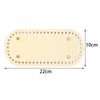 Light beige oval PU leather bag base with pre-punched holes for crochet and knitting