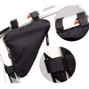 Bolsa resistente para almacenar el cuadro de bicicleta negra con correas ajustables, mostrada desde varios ángulos.